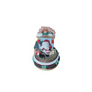 Vintage Christmas music box featuring Santa Claus Bearing Gifts Holiday Decor
